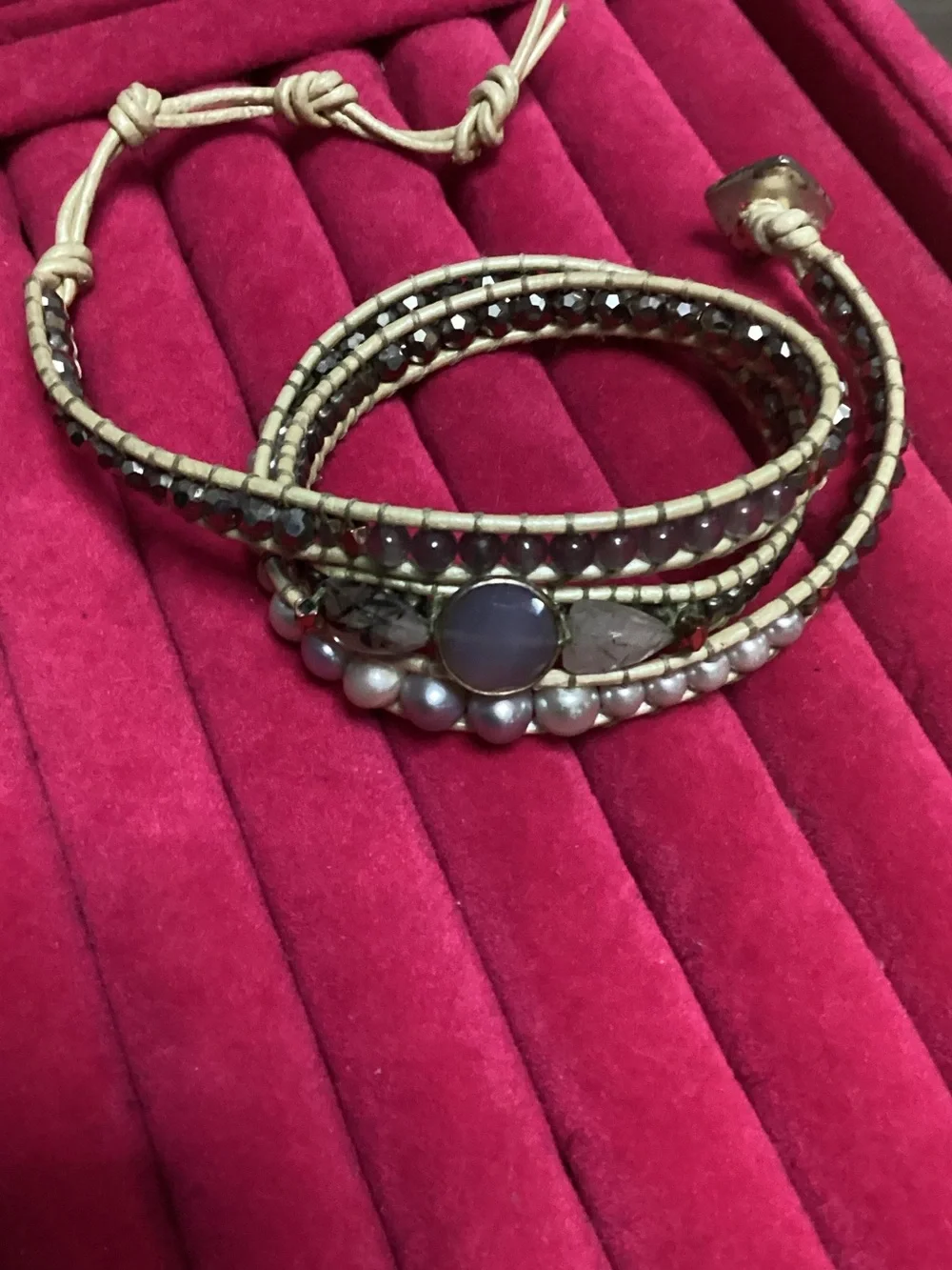 Naramol wrap bracelet with gemstones 22” long